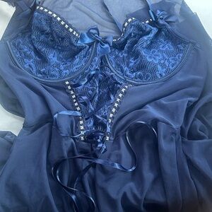 For bundles only - mesh / lace maxi gown open front side Navy M